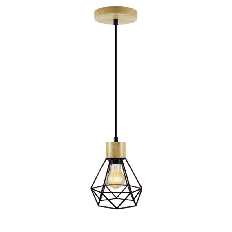 Industrial-Style Black Mesh Pendant Light