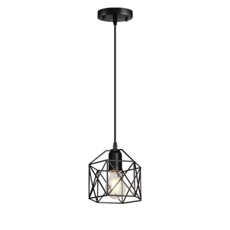 Minimalist Black Cage Pendant Light