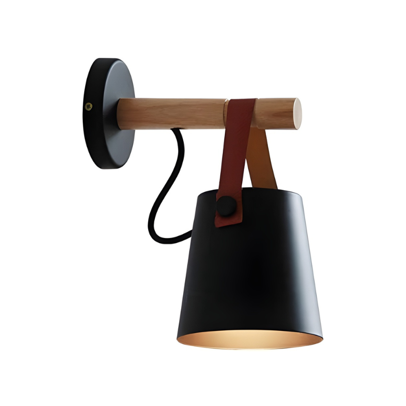 Nordic Wood & Leather Wall Sconce