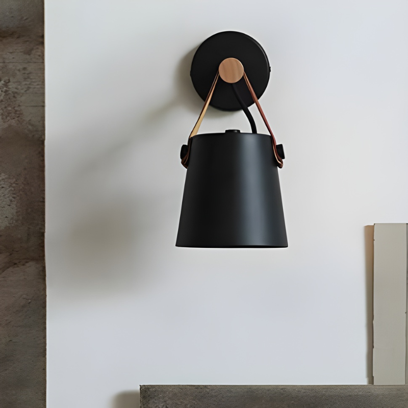 Nordic Wood & Leather Wall Sconce