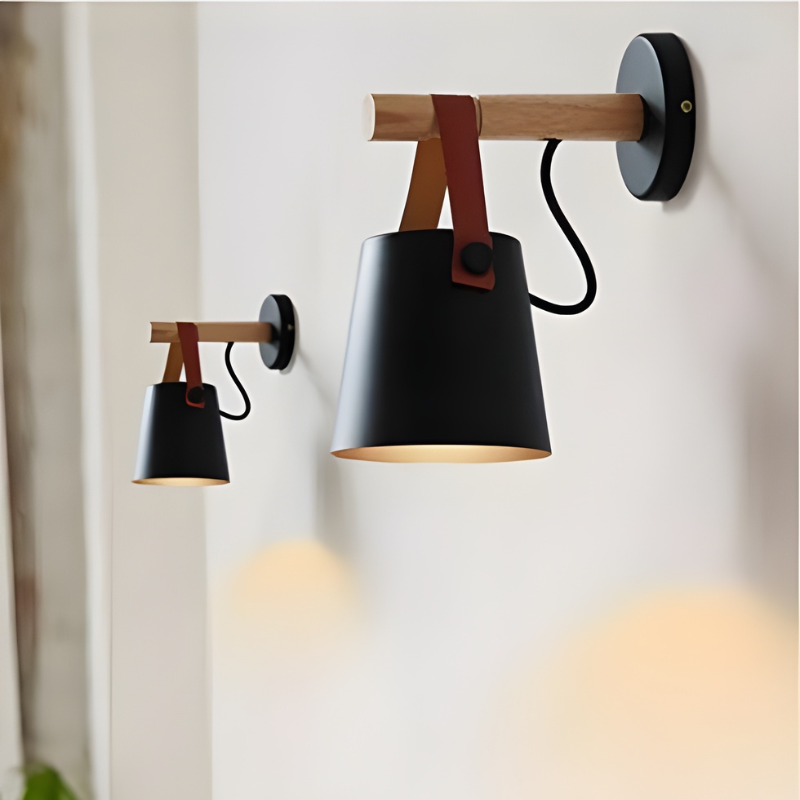 Nordic Wood & Leather Wall Sconce