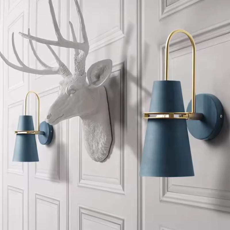 Bedside Blue Metal Wall Lamp