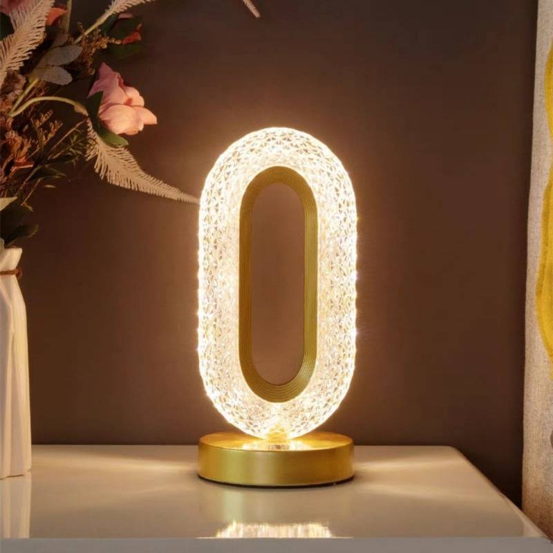 Cordless Crystal Table Lamp with Metal Base