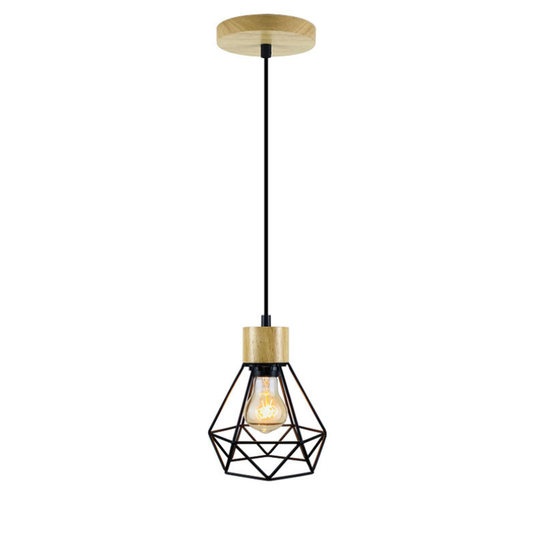 Industrial-Style Black Mesh Pendant Light