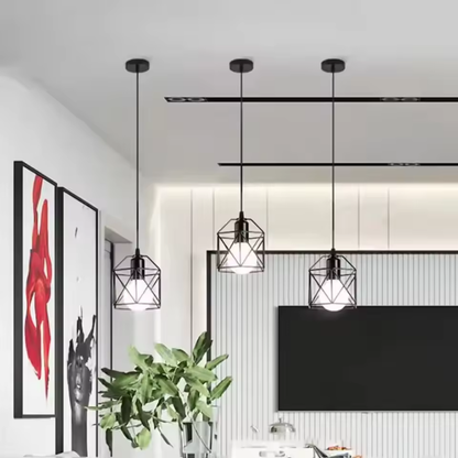 Minimalist Black Cage Pendant Light
